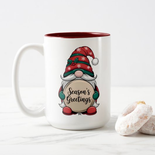 Weihnachts-Gnome-Jahreszeit Zweifarbige Tasse (Mit Donut)