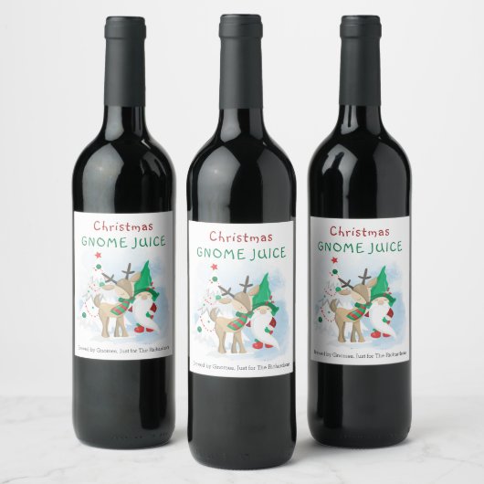 Weihnachts Gnome Juice Braut von Gnomes für .. Weinetikett (Flaschen)