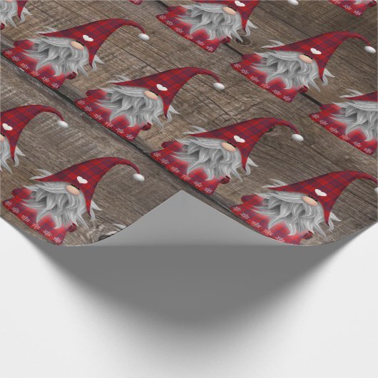 Weihnachts-Gnome Kariert Country Style Geschenkpapier (Ecke)