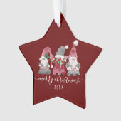 Weihnachts-Gnome-Liebe Joce Peace Script Family Fo Ornament (Vorderseite)