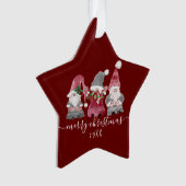 Weihnachts-Gnome-Liebe Joce Peace Script Family Fo Ornament (Vorderseite)