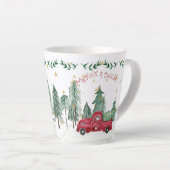 Weihnachts Gnome Merry Bright Red Truck Stars Bäum Milchtasse (Rechte Ecke)