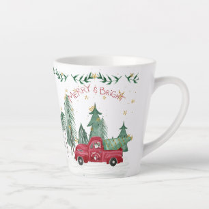 Weihnachts Gnome Merry Bright Red Truck Stars Bäum Milchtasse