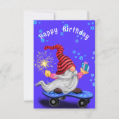 Weihnachts-Gnome mit Geschenk Funny Geburtstagskar (Rückseite)