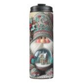 Weihnachts-Gnome mit Schneeglobe Thermosbecher (Vorderseite)