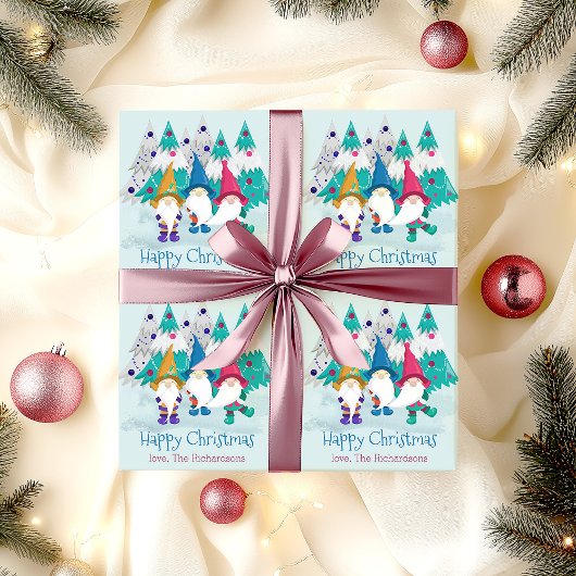 Weihnachts-Gnome Niedlich und farbenfroh Personali Geschenkpapier