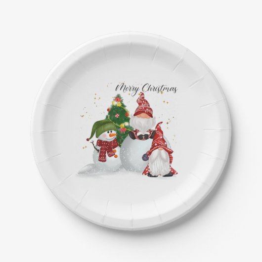 Weihnachts-Gnome Pappteller (Vorderseite)