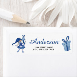 Weihnachts-Gnome präsentiert Rücksendeadresse-Labe