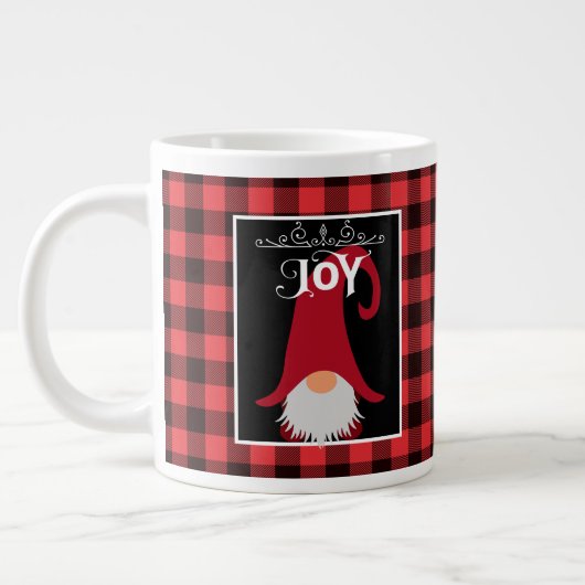 Weihnachts Gnome Red & Black Buffalo Kariert Custo Jumbo-Tasse (Links)