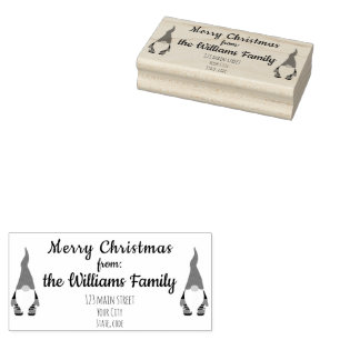 Weihnachts-Gnome Rücksendeadresse Holz-Stempel Gummistempel