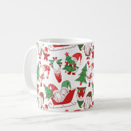 Weihnachts-Gnome & Schlitten All-Over-Muster Kaffeetasse