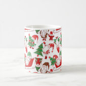 Weihnachts-Gnome & Schlitten All-Over-Muster Kaffeetasse (Mittel)