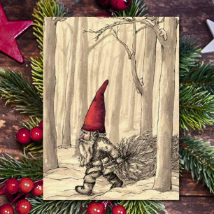 Weihnachts-Gnome schneiden Weihnachtsbaum Feiertagskarte