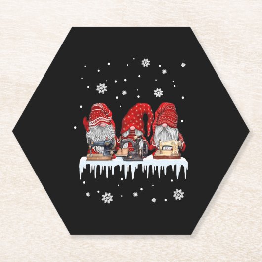 Weihnachts-Gnome Shirt Rote Nomenklatur Nähmaschin Untersetzer (Vorderseite)