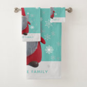 Weihnachts Gnome Snowflake Muster Custom Aqua Blue Badhandtuch Set (Insitu)