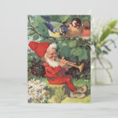 Weihnachts-Gnome spielen Musikinstrument Feiertagskarte (Stehend Vorderseite)
