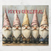 Weihnachts-Gnome Spitzhüte langer Bart Bierflaschenetikett (Einzelnes Label)