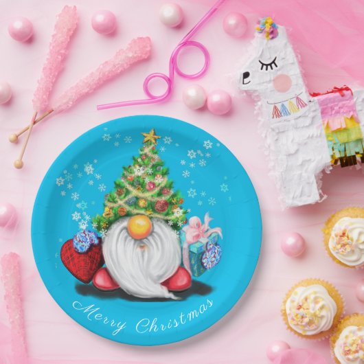 Weihnachts-Gnome-Teller Pappteller (Party)
