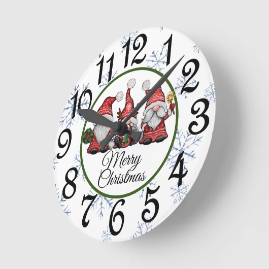 Weihnachts-Gnome-Uhr Runde Wanduhr (Winkel)