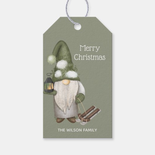 Weihnachts-Gnome-Wald Geschenkanhänger (Vorderseite)