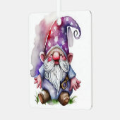 Weihnachts Gnome Wasserfarbe Niedlich Adorable Ornament Aus Metall (Vorderseite links)