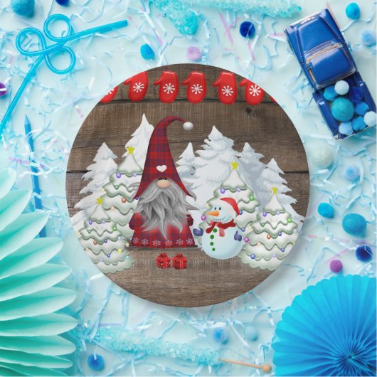 Weihnachts Gnome Weihnachtsbaumen Snowman Pappteller (Party)