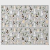 Weihnachts-Gnome Winter Grau Geschenkpapier (Flach)