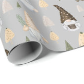 Weihnachts-Gnome Winter Grau Geschenkpapier (Rolleneckpunkt)