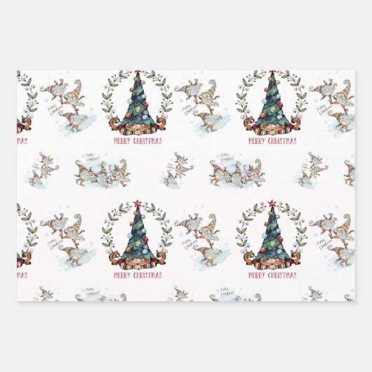 Weihnachts-Gnome-Wrapping Papier Set 3 (Vorderseite)