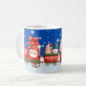 Weihnachts-Gnome-Zug mit Nachthimmel und Schneeflo Kaffeetasse (Vorderseite Links)