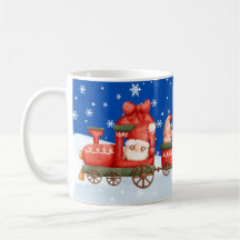 Weihnachts-Gnome-Zug mit Nachthimmel und Schneeflo