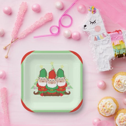 Weihnachts-Gnomes-Platz Pappteller (Party)