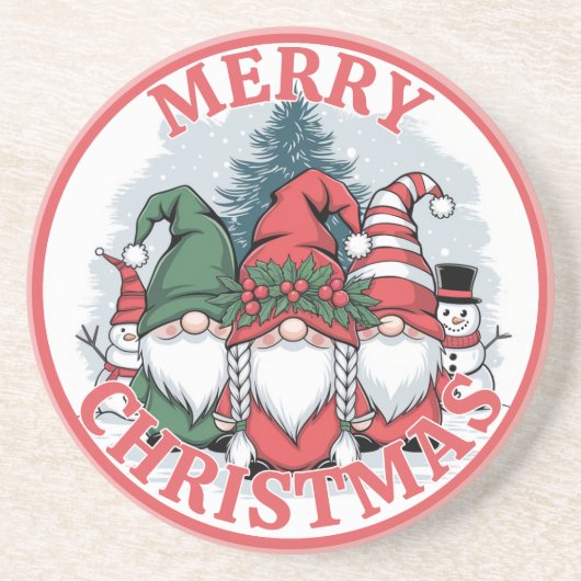 Weihnachts-Gnomes-Untersetzer Getränkeuntersetzer (Vorne)