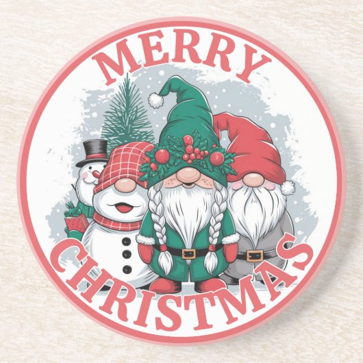 Weihnachts-Gnomes-Untersetzer Getränkeuntersetzer (Vorne)