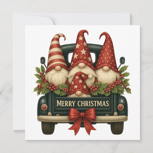 Weihnachts-Gnomes-Weihnachtskarte Feiertagskarte (Vorderseite)