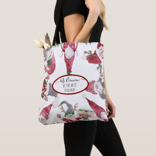 Weihnachts-Gnomes Whimsical Best Teacher Name Tasche