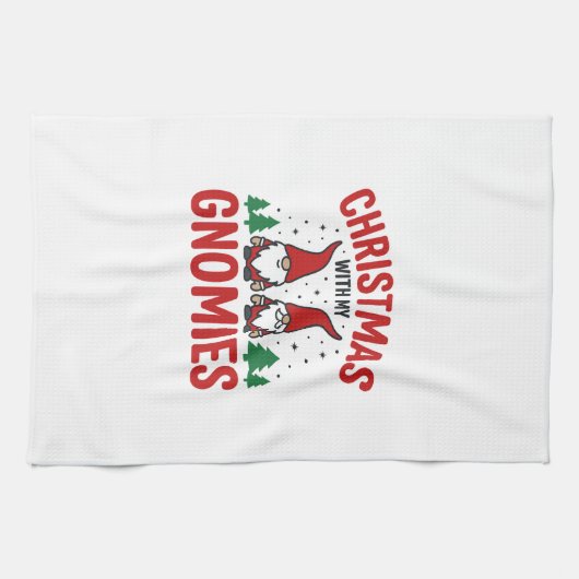 Weihnachts-Gnomies-Feiertags-Gnom-Design Geschirrtuch (Horizontal)