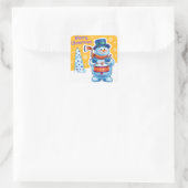 Weihnachts Gold-Aufkleber Snowman Schlagzeug. Quadratischer Aufkleber (Tasche)