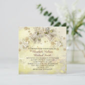 Weihnachts Gold Bell Wedding Einladung (Stehend Vorderseite)