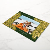 Weihnachts-Gold Botanische Ecken Foto Rahmen Grün Folien Feiertagskarte (Gedreht)