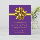 Weihnachts-Gold-Bow-Party Einladung (Stehend Vorderseite)