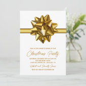 Weihnachts-Gold-Bow-Party Einladung (Stehend Vorderseite)