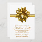 Weihnachts-Gold-Bow-Party Einladung (Vorne/Hinten)