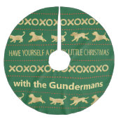 Weihnachts Gold Cat Dog Furries Polyester Weihnachtsbaumdecke (Vorderseite)