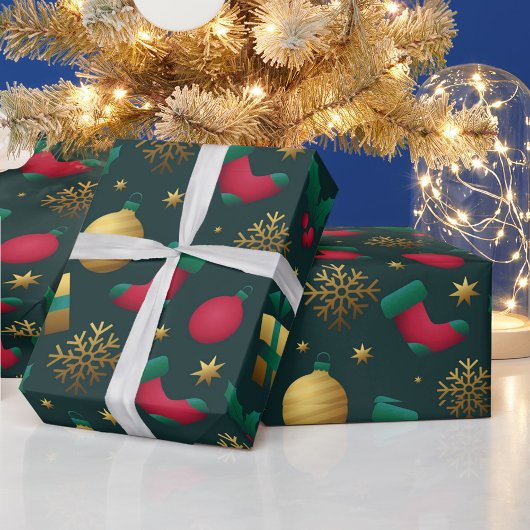 Weihnachts-Gold-Dekorationspapier Geschenkpapier