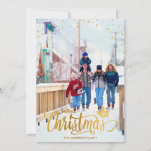 Weihnachts Gold Family Custom Foto Card