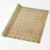 Weihnachts-Gold-Foil-Rentier und Schneeflocke Geschenkpapier (Ungerollt)