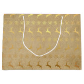Weihnachts-Gold-Foil-Rentier und Schneeflocke Große Geschenktüte (Vorderseite)