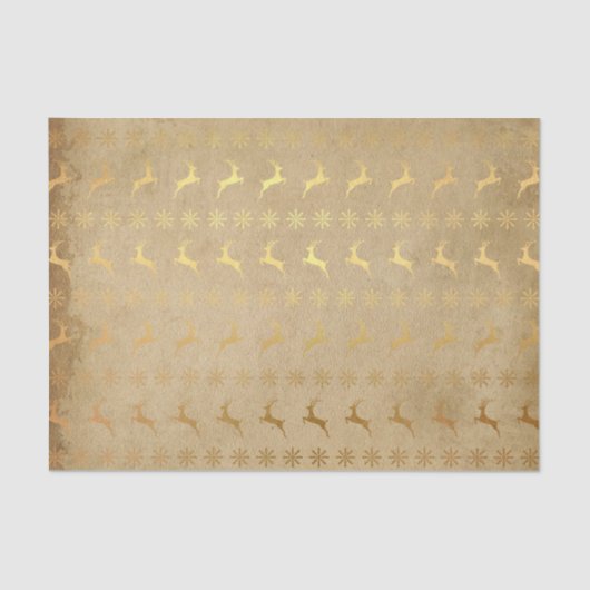 Weihnachts-Gold-Foil-Rentier und Schneeflocke Seidenpapier (Vorderseite)