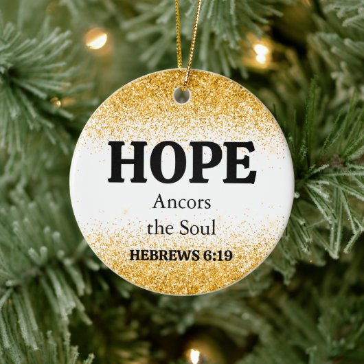 Weihnachts-Gold-Glitzer-Bibel Verse Hope-Keramik Keramik Ornament (Baum)